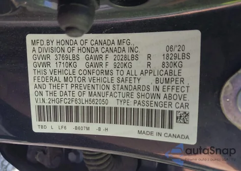 2020 Honda Civic Lx from USA, damaged, VIN 2HGFC2F63LH562050